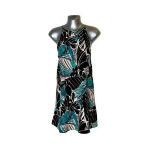 Meghan LA Bold Tropical Print Sleeveless Mini Dress Large Summer Beach Vacation